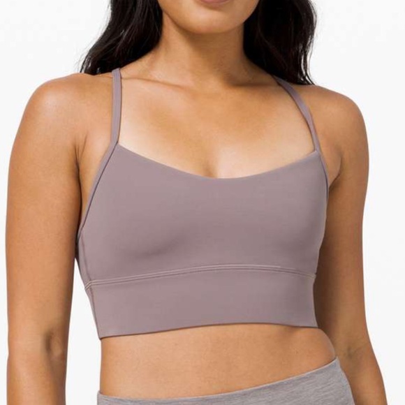 Lululemon taupe brown lunar rock Flow Y sport Bra Long Line Nulu racerback - Picture 5 of 7